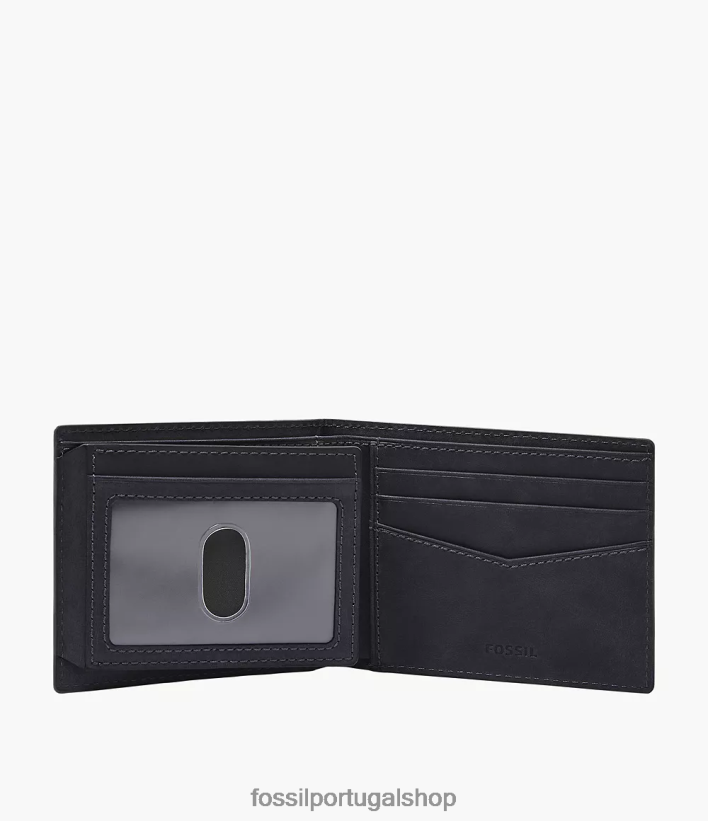 Fossil homens Everett bifold com flip id marinha carteira 40NJ6Z1672