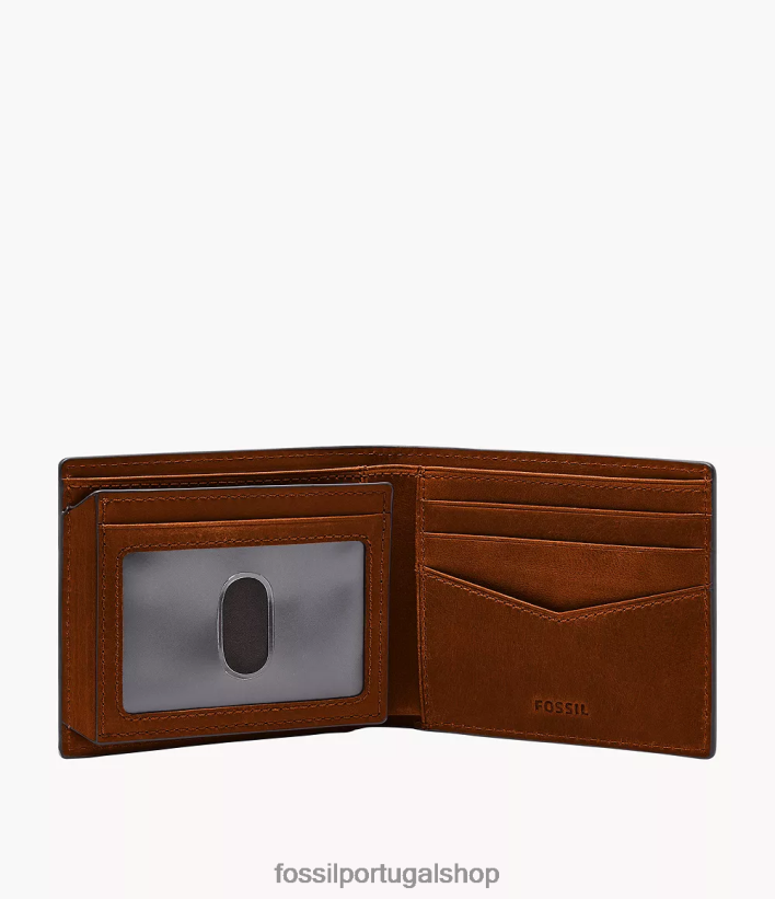 Fossil homens Everett bifold com flip id marrom carteira 40NJ6Z1678
