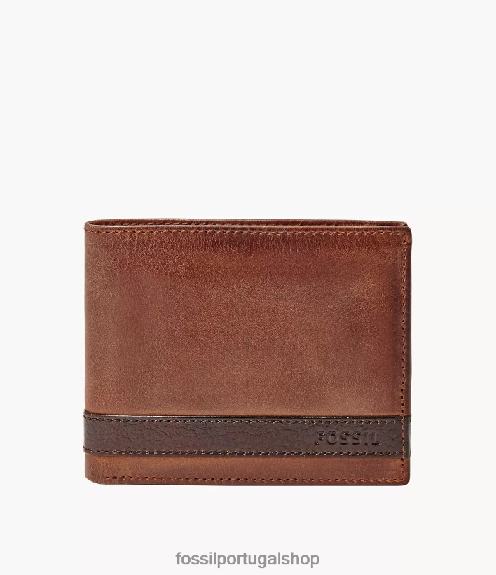 Fossil homens Quinn flip id duplo marrom carteira 40NJ6Z1658