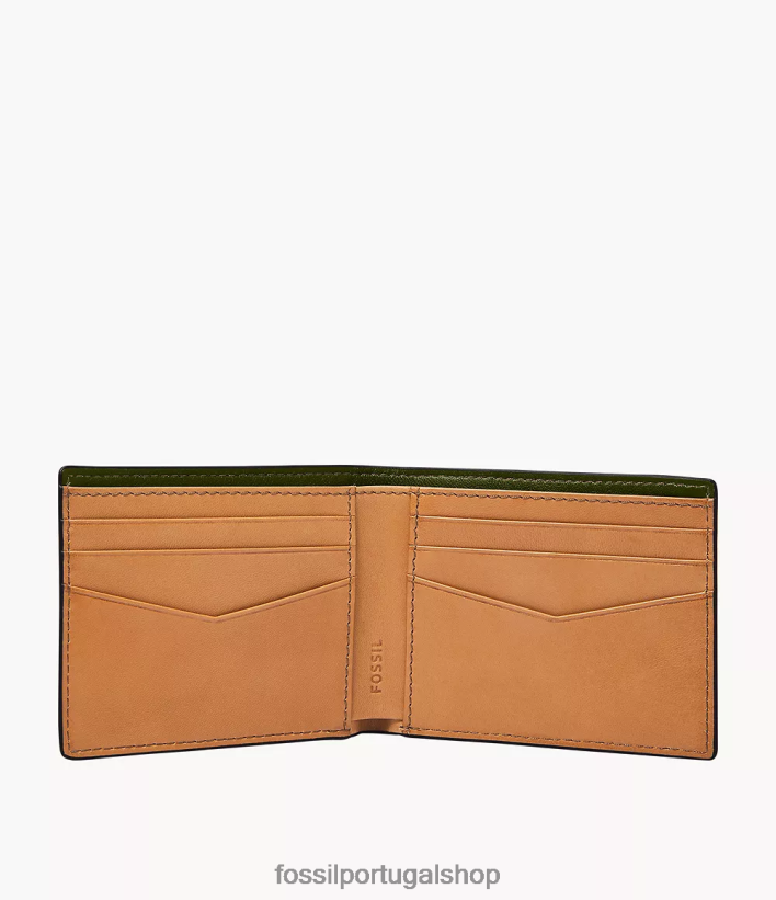 Fossil homens Steven Duplo Oliva carteira 40NJ6Z1677