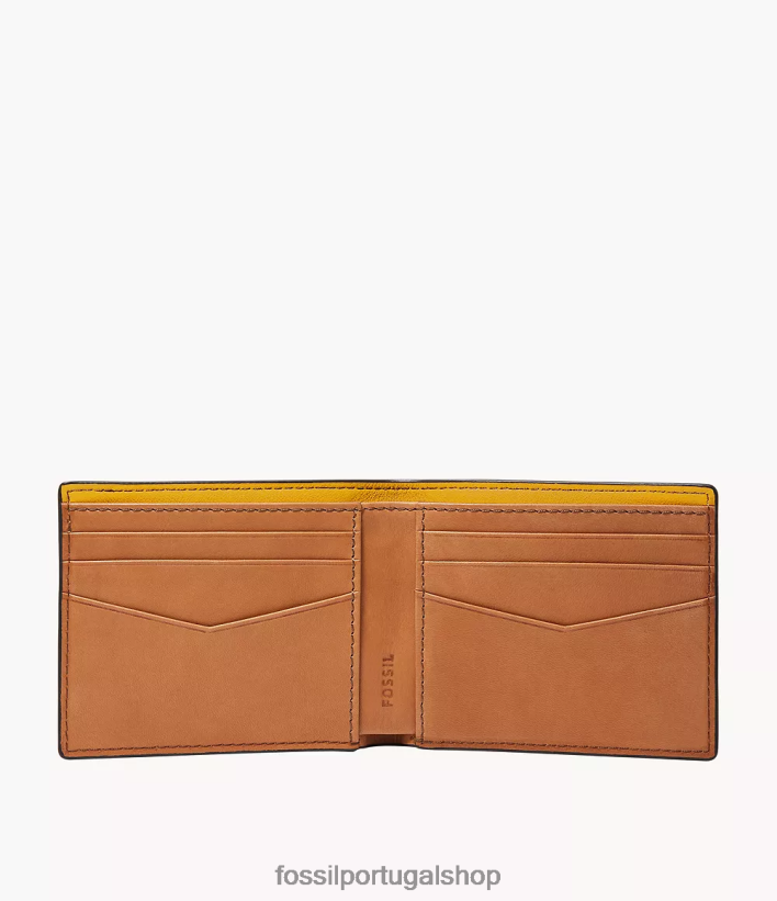Fossil homens Steven Duplo amarelo carteira 40NJ6Z1682