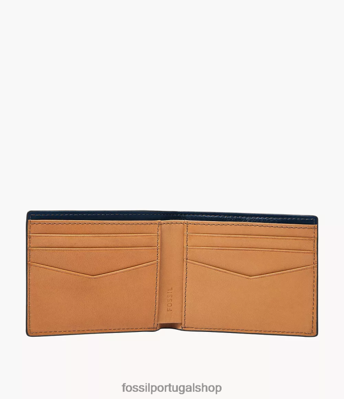 Fossil homens Steven Duplo marinha carteira 40NJ6Z1673