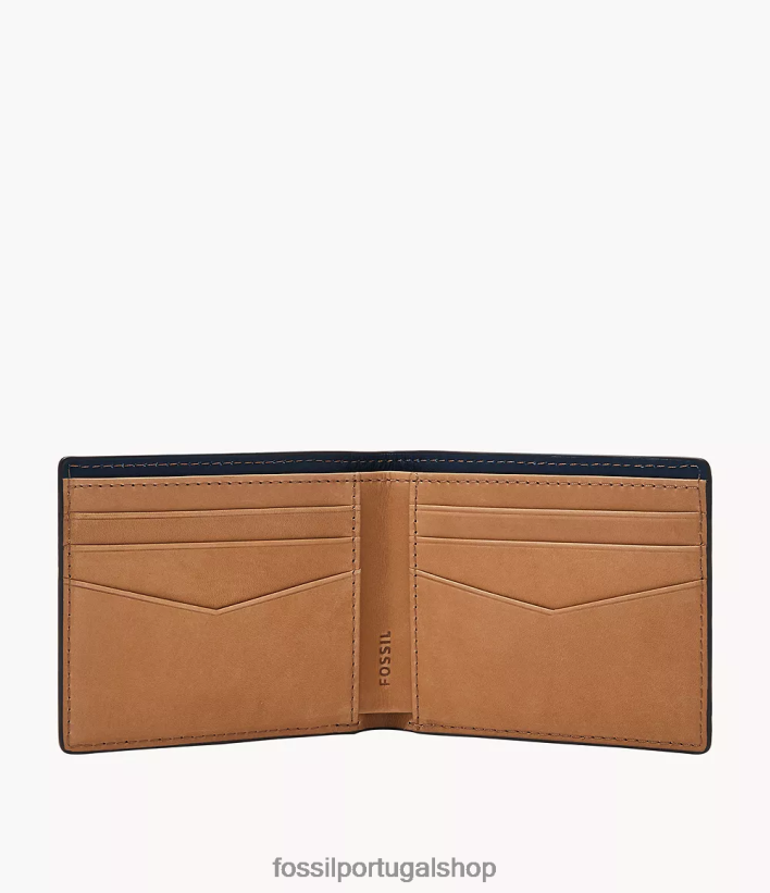 Fossil homens Steven Duplo marinha carteira 40NJ6Z1839