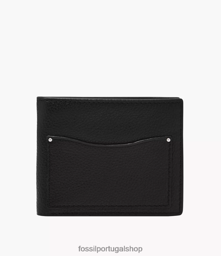 Fossil homens anderson duplo preto carteira 40NJ6Z1693