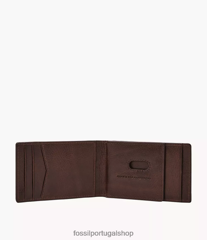 Fossil homens andrew bolso frontal duplo marrom carteira 40NJ6Z1837