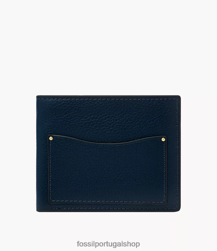 Fossil homens bolso de moeda anderson duplo marinha carteira 40NJ6Z1708