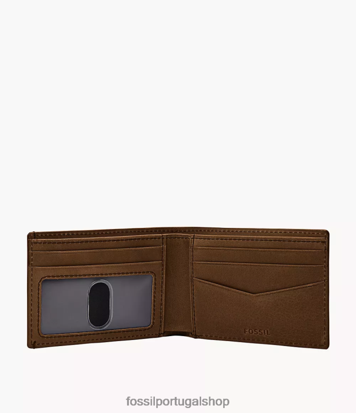 Fossil homens bolso frontal bronson duplo marrom carteira 40NJ6Z1819
