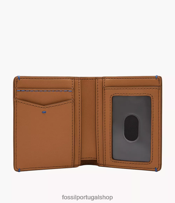 Fossil homens bolso frontal em couro joshua cactus com dobra dupla bronzeado carteira 40NJ6Z1783