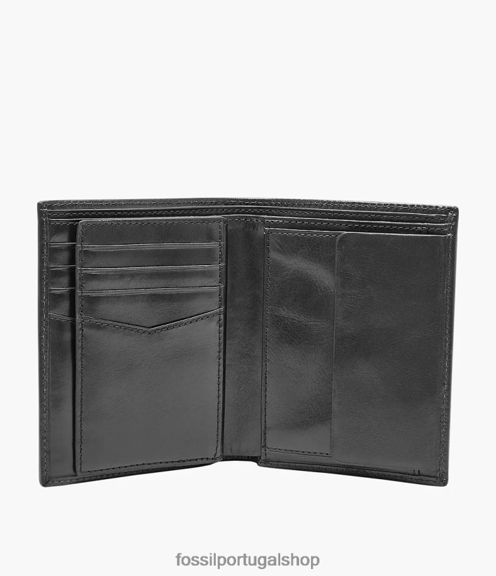 Fossil homens combinação internacional Ryan RFID preto carteira 40NJ6Z1812