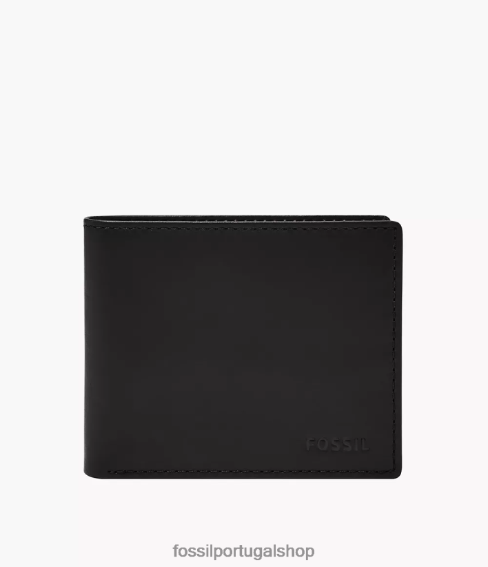 Fossil homens derrick rfid bifold com flip id preto carteira 40NJ6Z1657