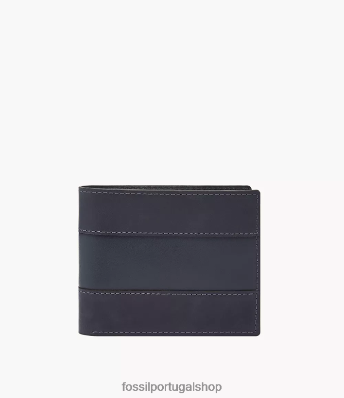 Fossil homens everett grande bolso para moedas duplo marinha carteira 40NJ6Z1695