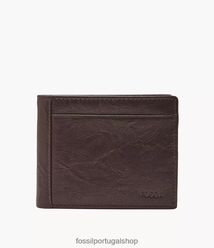 Fossil homens neel bifold com flip id marrom carteira 40NJ6Z1671