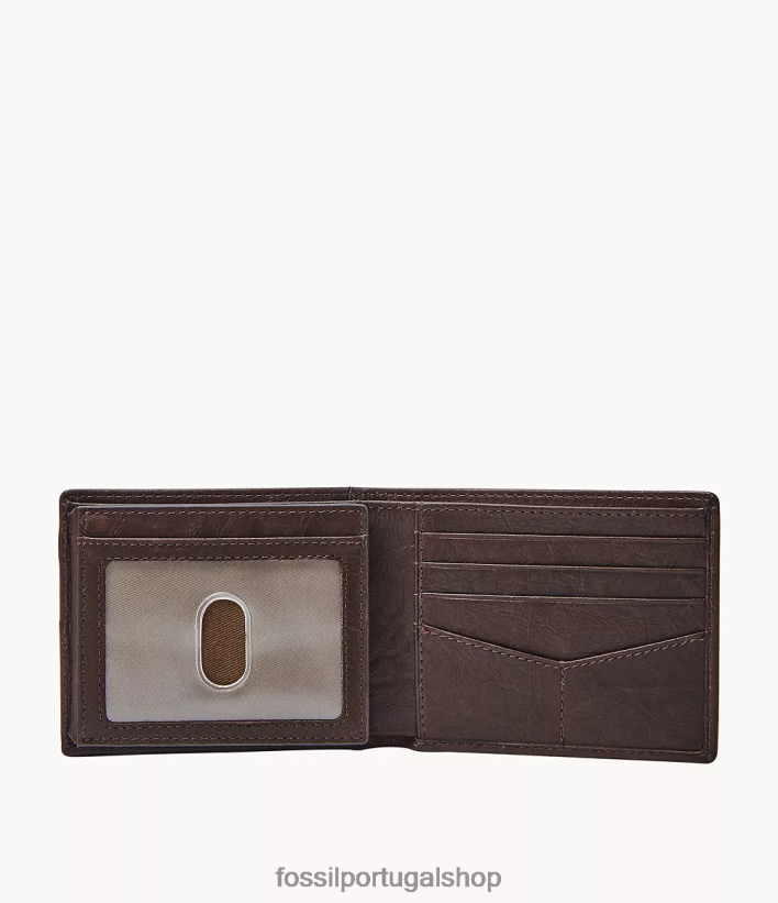 Fossil homens neel bifold com flip id marrom carteira 40NJ6Z1671