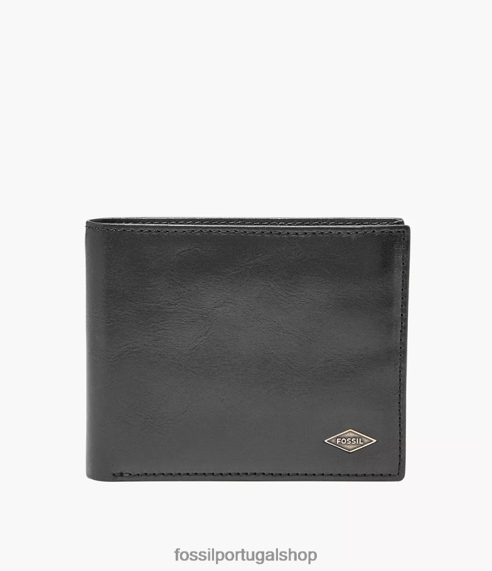 Fossil homens ryan rfid flip id duplo preto carteira 40NJ6Z1688