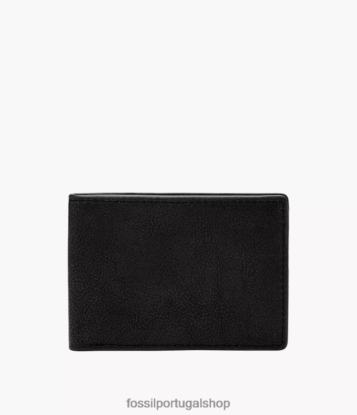 Fossil homens steven bolso frontal duplo preto carteira 40NJ6Z1692