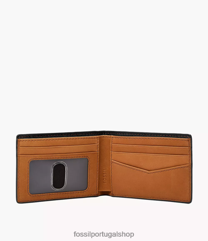 Fossil homens steven bolso frontal duplo preto carteira 40NJ6Z1692