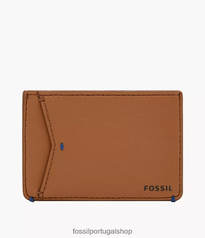 Fossil homens capa de cartão de couro joshua cactus bronzeado carteira 40NJ6Z1801