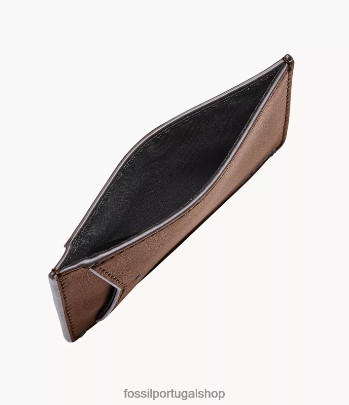Fossil homens capa de cartão de couro joshua cactus marrom carteira 40NJ6Z1737