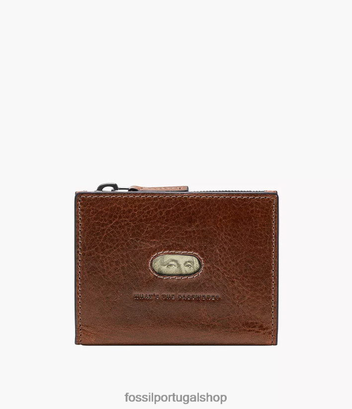 Fossil homens estojo com zíper para cartão andrew conhaque carteira 40NJ6Z1730