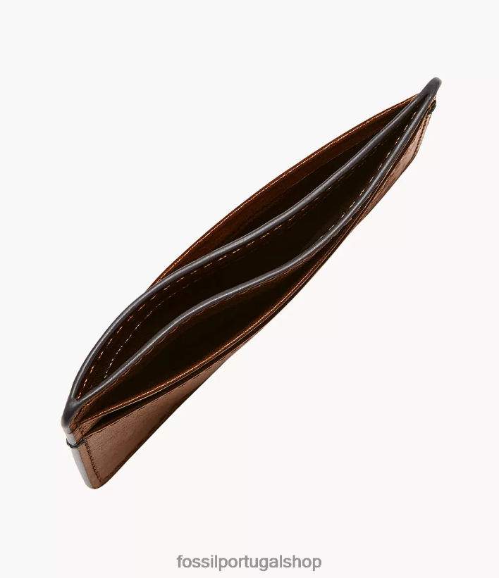 Fossil homens estojo de cartão bronson marrom carteira 40NJ6Z1733