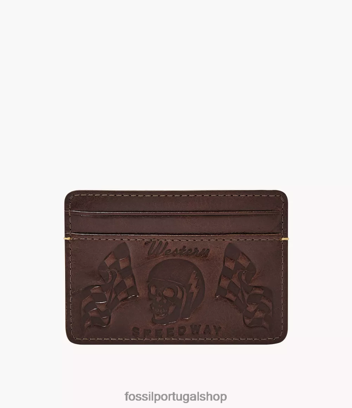 Fossil homens estojo de cartão bronson marrom escuro carteira 40NJ6Z1735