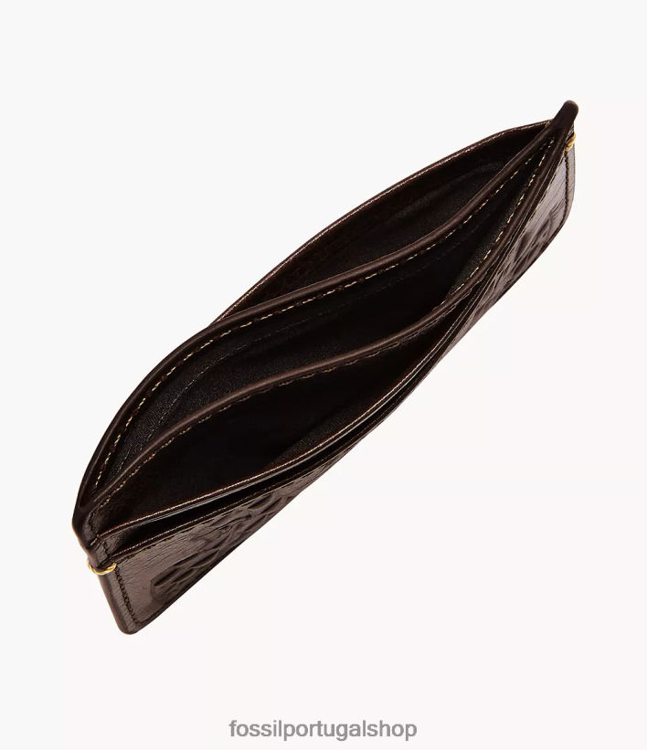Fossil homens estojo de cartão bronson marrom escuro carteira 40NJ6Z1735
