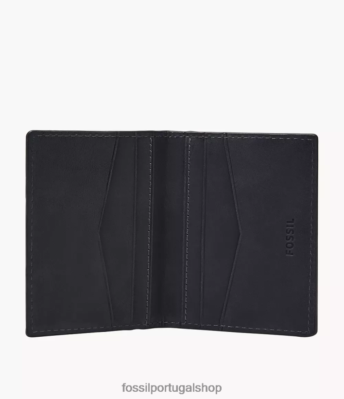 Fossil homens estojo de cartão everett duplo marinha carteira 40NJ6Z1690