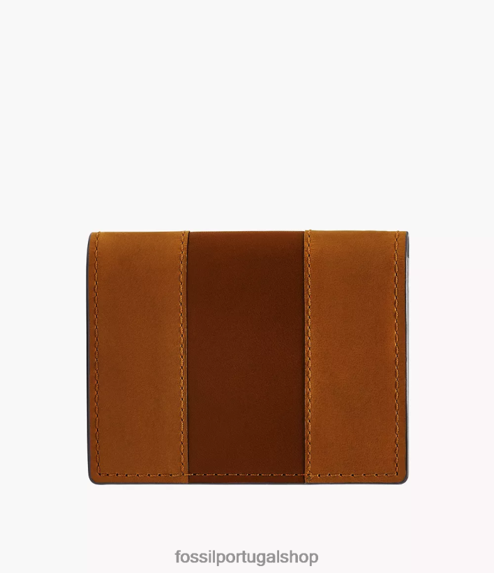 Fossil homens estojo de cartão everett duplo marrom carteira 40NJ6Z1696