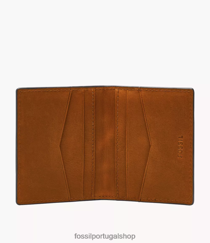 Fossil homens estojo de cartão everett duplo marrom carteira 40NJ6Z1696