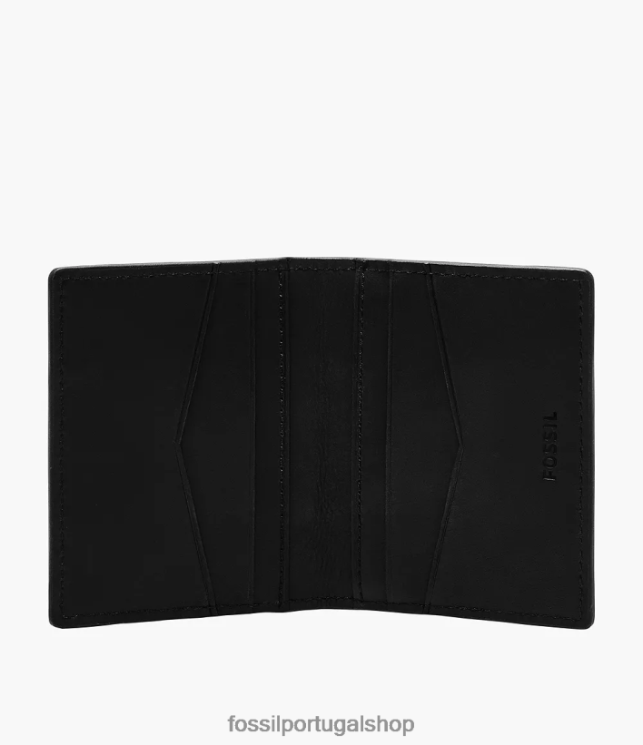 Fossil homens estojo de cartão everett duplo preto carteira 40NJ6Z1698