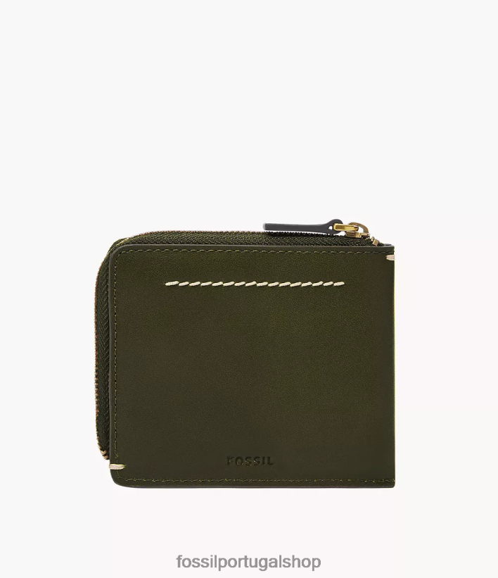 Fossil homens estojo para cartão zip westover l azeitona profunda carteira 40NJ6Z1754