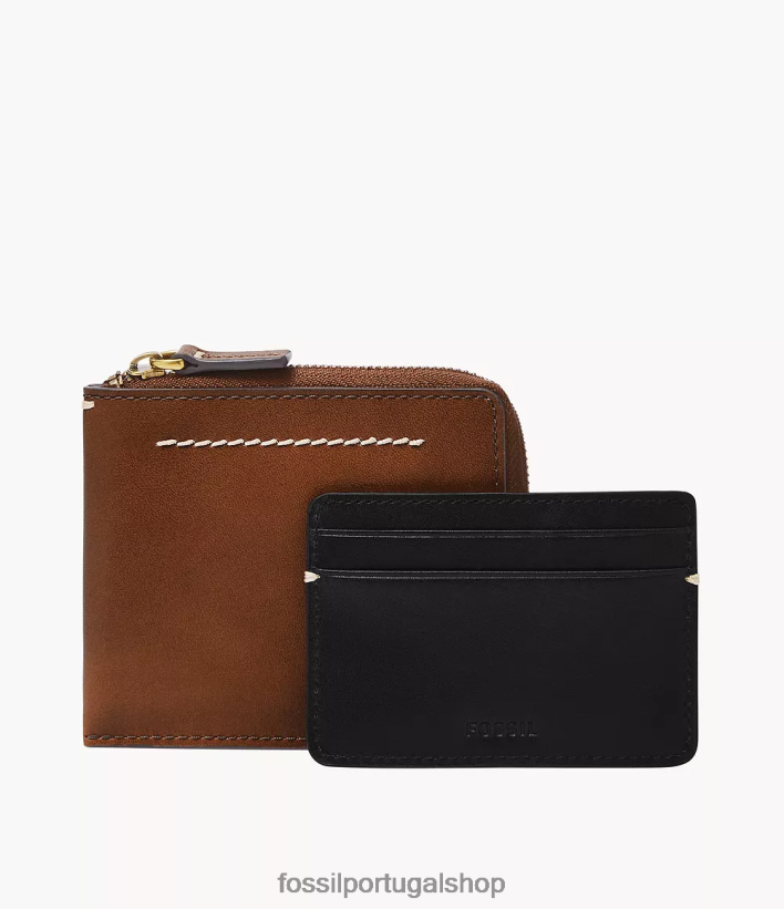 Fossil homens estojo para cartão zip westover l preto carteira 40NJ6Z1746