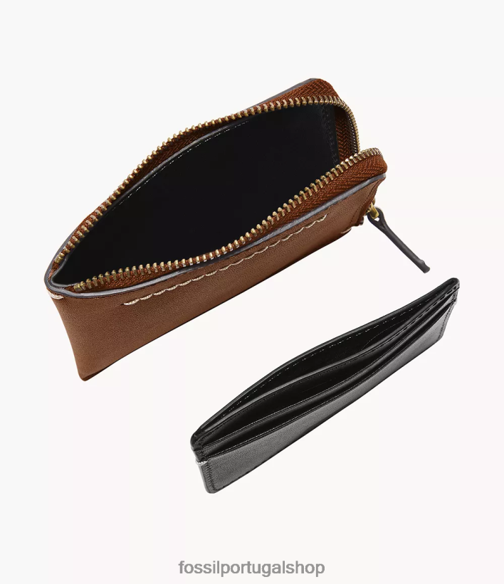 Fossil homens estojo para cartão zip westover l preto carteira 40NJ6Z1746