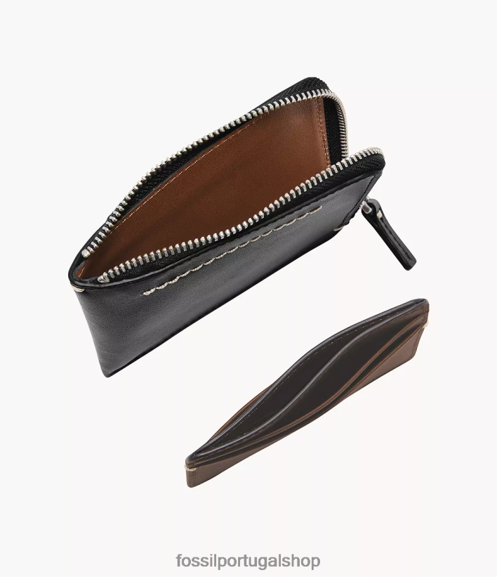 Fossil homens estojo para cartão zip westover l preto carteira 40NJ6Z1747