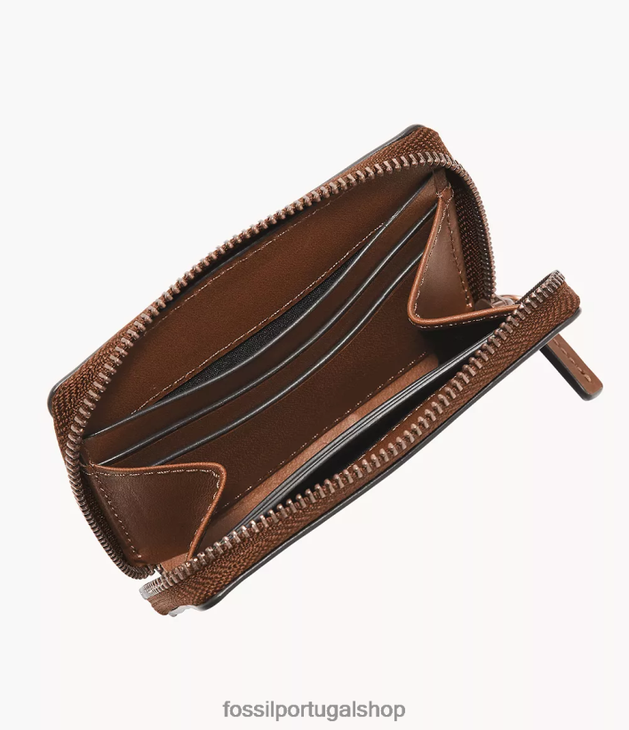 Fossil homens estojo para cartão zip westover marrom carteira 40NJ6Z1732