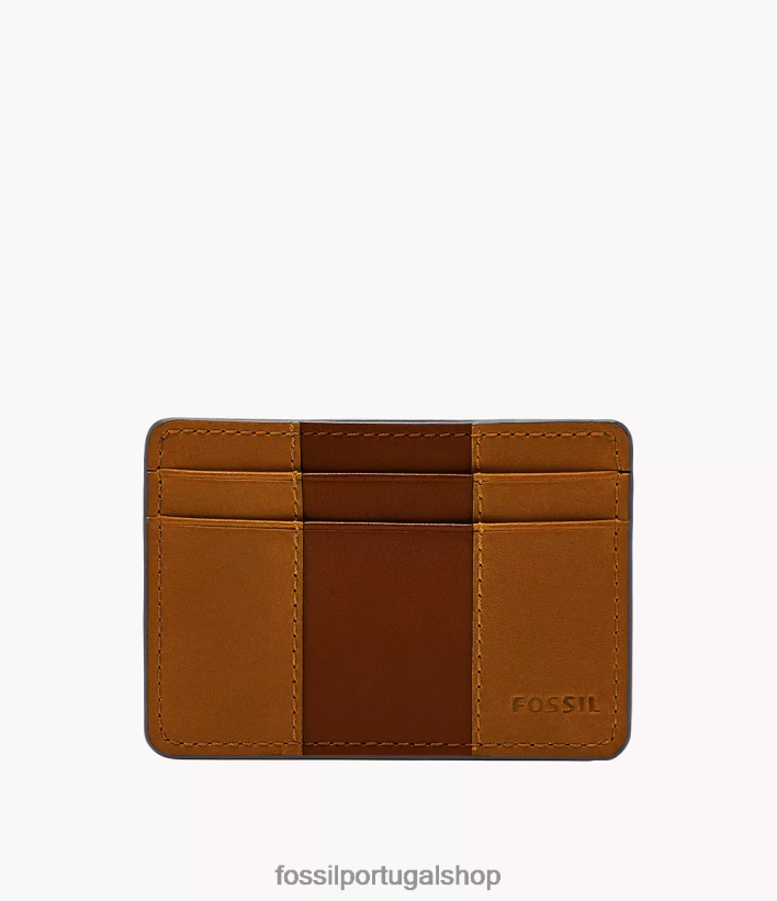 Fossil homens porta cartão everett marrom carteira 40NJ6Z1721