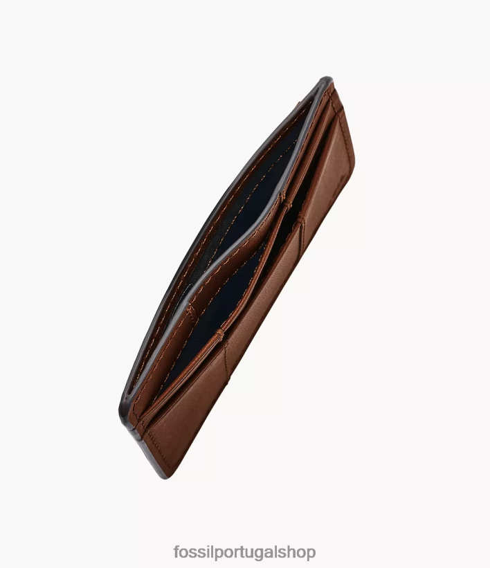 Fossil homens porta cartão everett marrom carteira 40NJ6Z1721