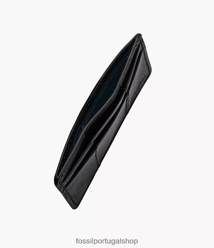 Fossil homens porta cartão everett preto carteira 40NJ6Z1731