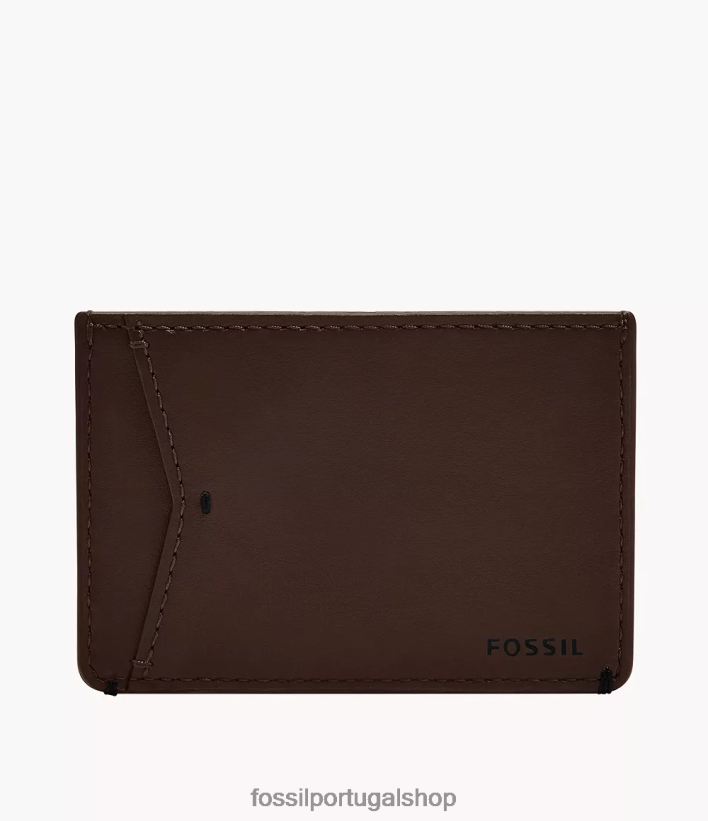 Fossil homens porta cartão josué marrom escuro carteira 40NJ6Z1831