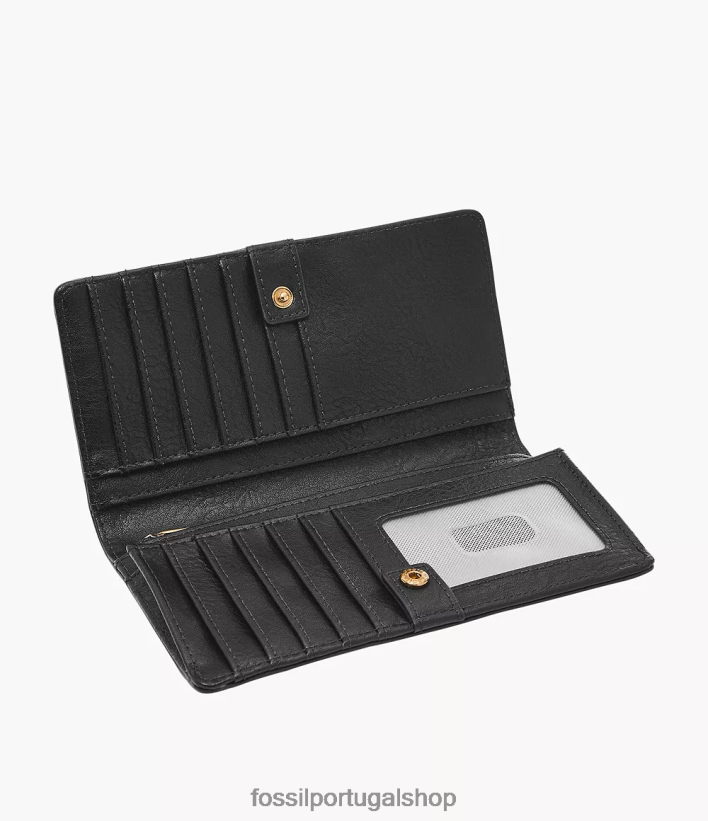 Fossil mulheres liza slim bifold preto carteira 40NJ6Z808