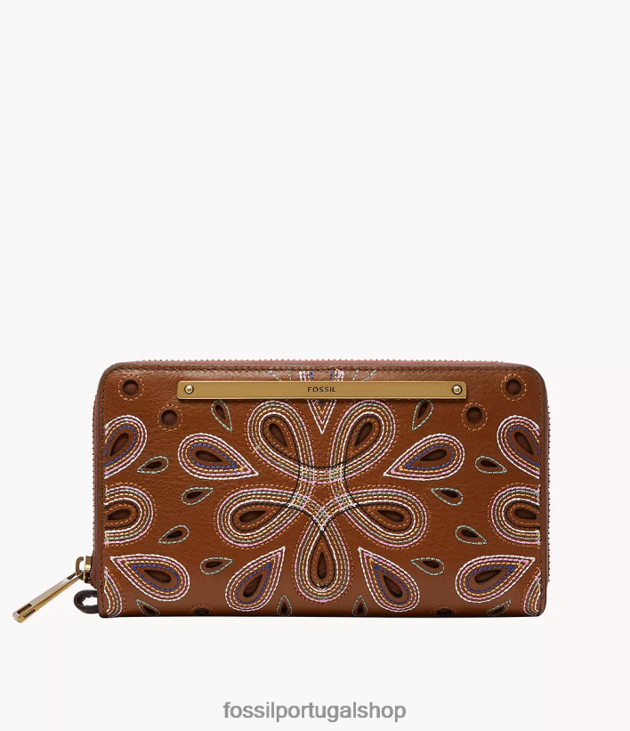 Fossil mulheres liza zip around clutch marrom carteira 40NJ6Z880