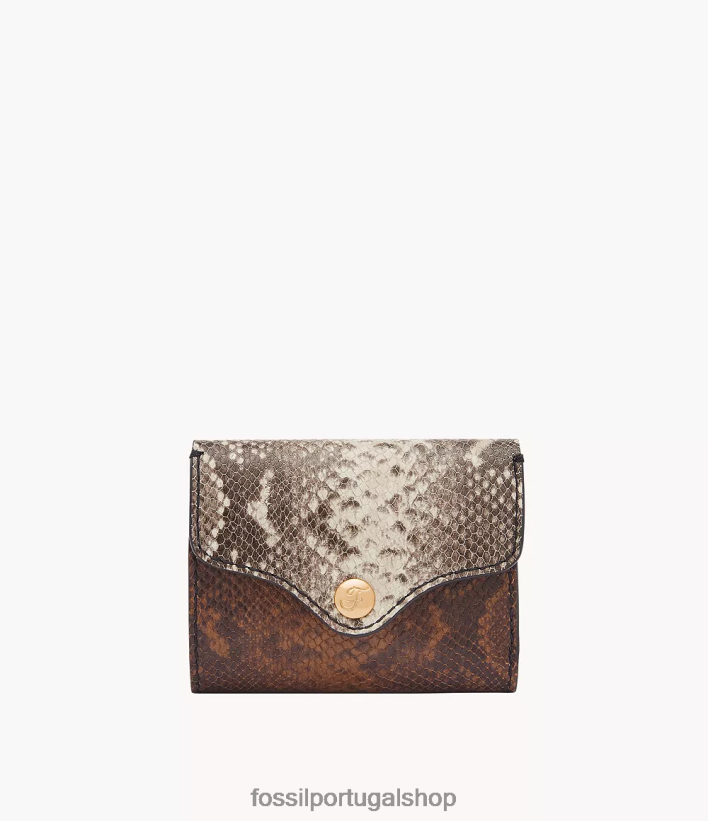 Fossil mulheres herança com três dobras estampa de cobra carteira 40NJ6Z769
