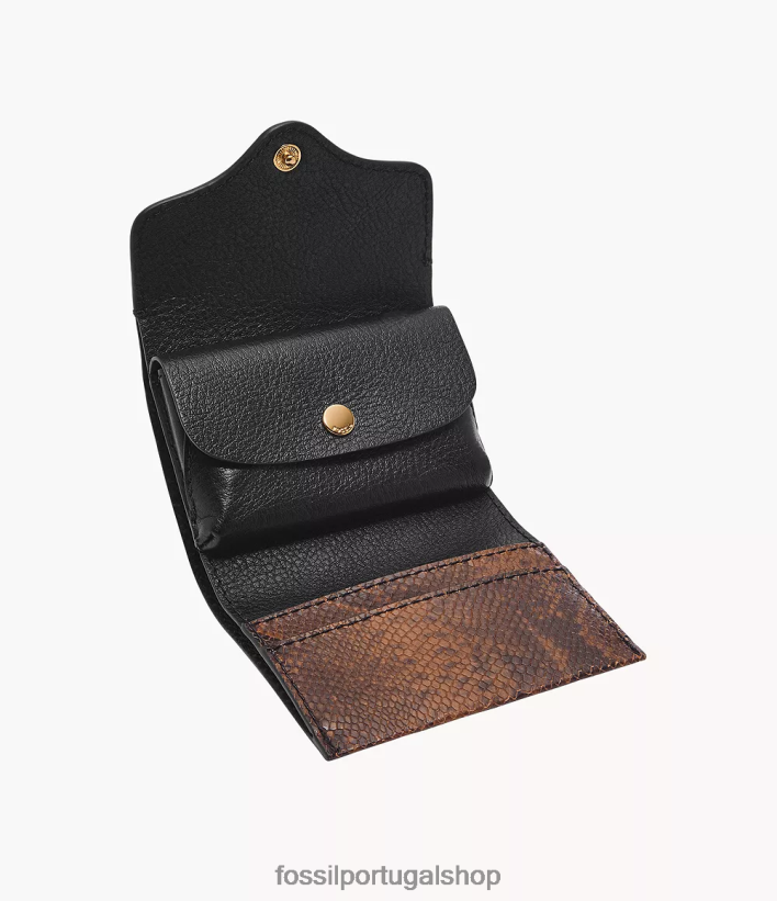 Fossil mulheres herança com três dobras estampa de cobra carteira 40NJ6Z769