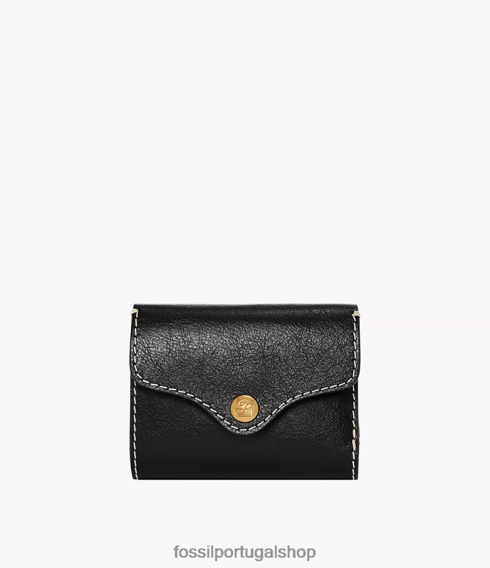 Fossil mulheres herança com três dobras preto carteira 40NJ6Z768