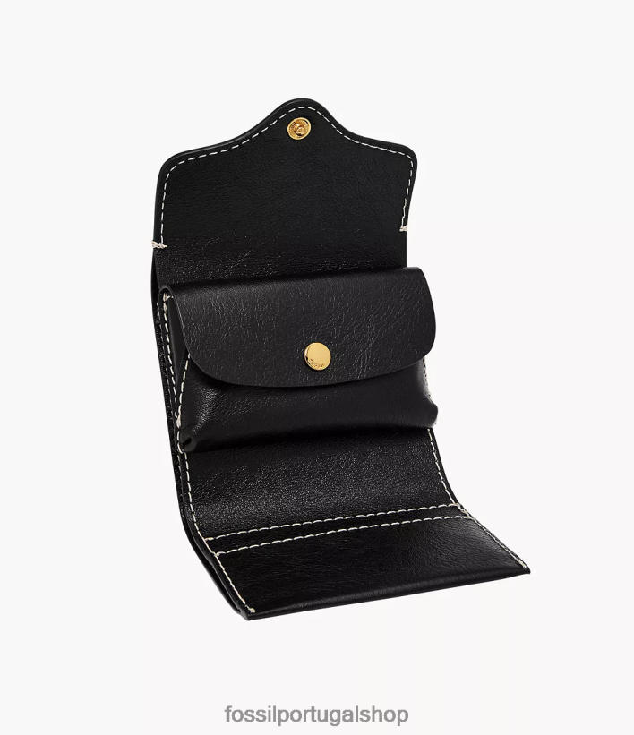 Fossil mulheres herança com três dobras preto carteira 40NJ6Z768
