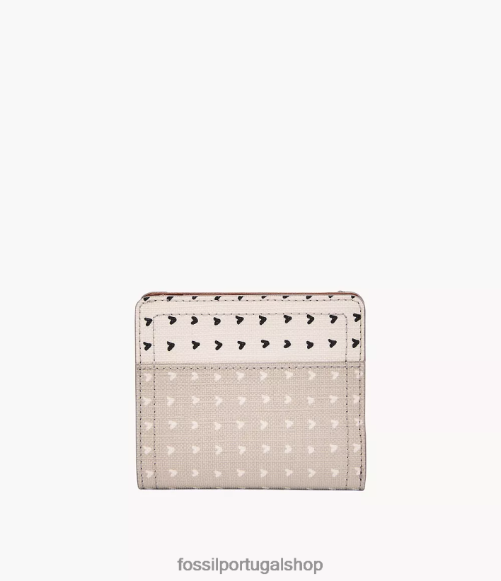Fossil mulheres logan pequeno rfid duplo bege/marrom/branco carteira 40NJ6Z889