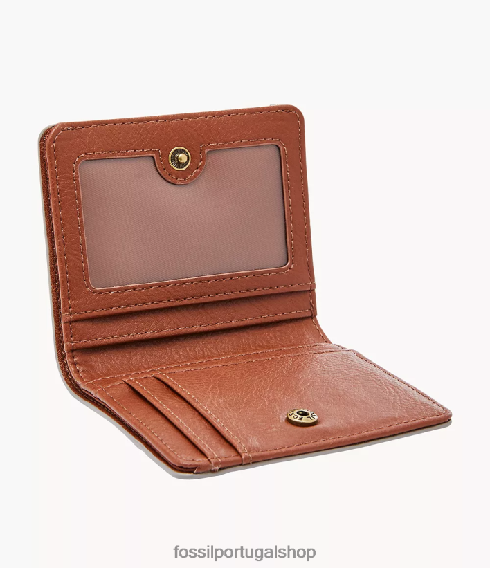 Fossil mulheres logan pequeno rfid duplo bege/marrom/branco carteira 40NJ6Z889