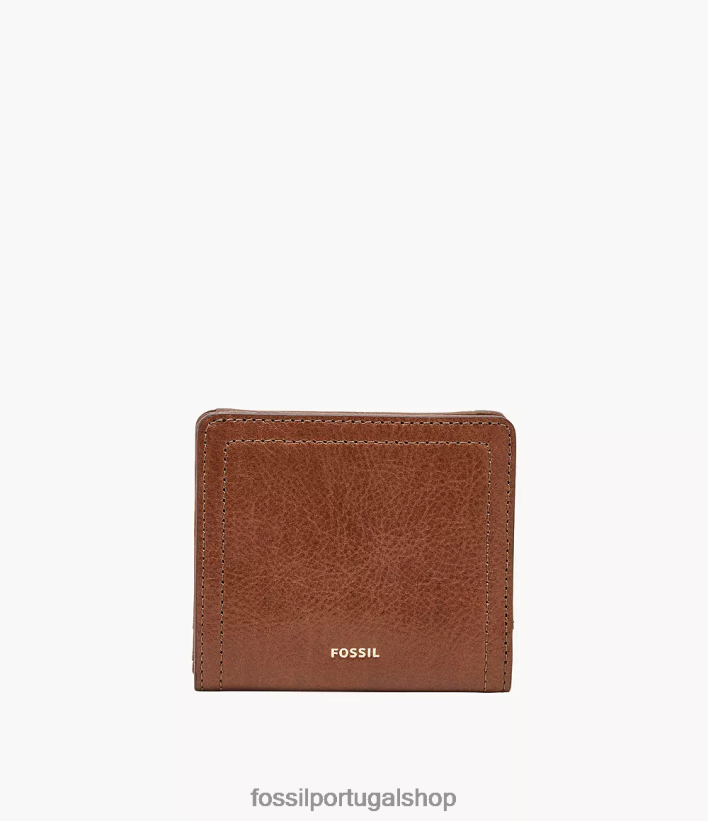 Fossil mulheres logan pequeno rfid duplo marrom carteira 40NJ6Z743