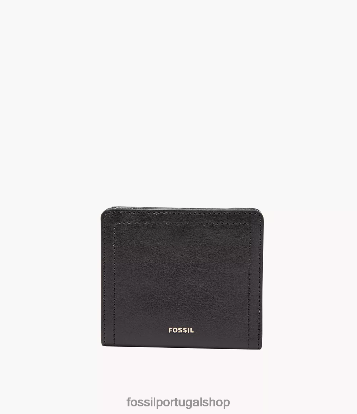 Fossil mulheres logan pequeno rfid duplo preto carteira 40NJ6Z744