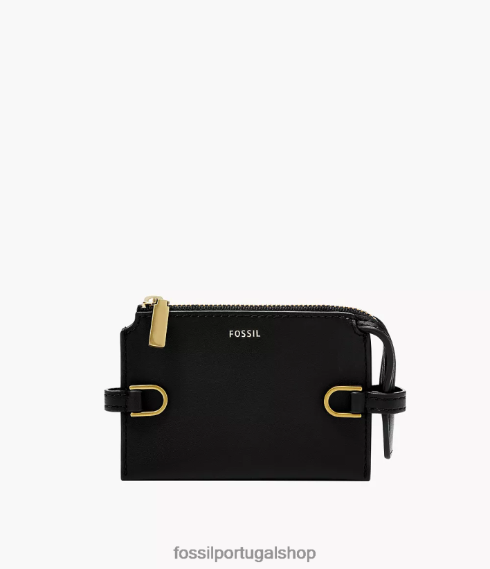 Fossil mulheres capa de cartão de couro kier cactus preto carteira 40NJ6Z756